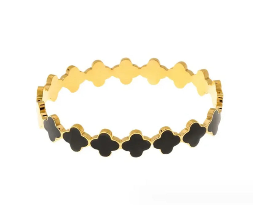 Stainless steel All in All Black Clover bangle