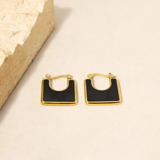 U Earring Black_White