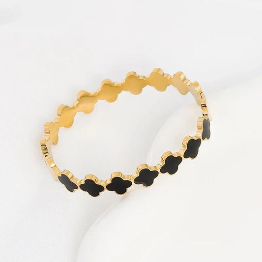 Stainless steel All in All Black Clover bangle