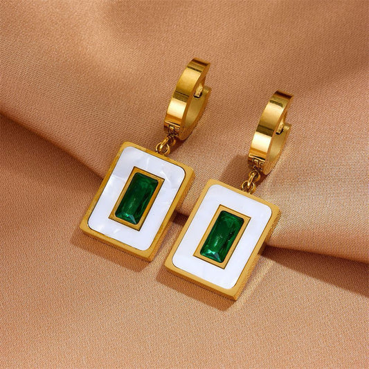 Peals emerald Green Zircone earrings