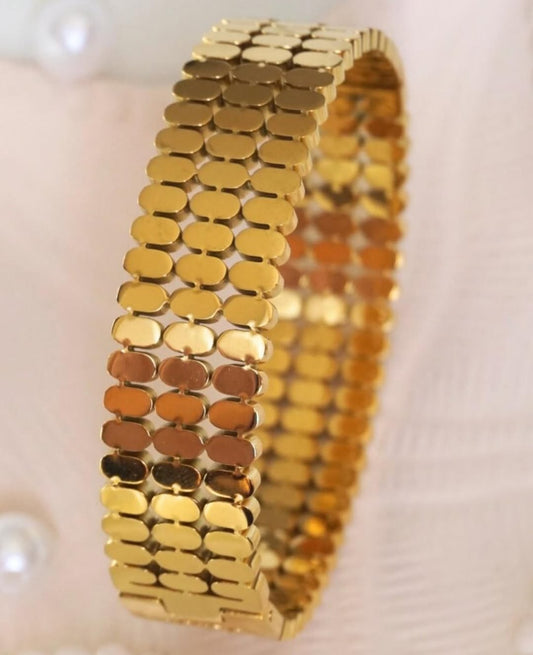 18k Gold Plated Geometric Bangle