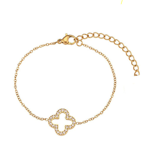 Hollow Clover Studded Bracelet