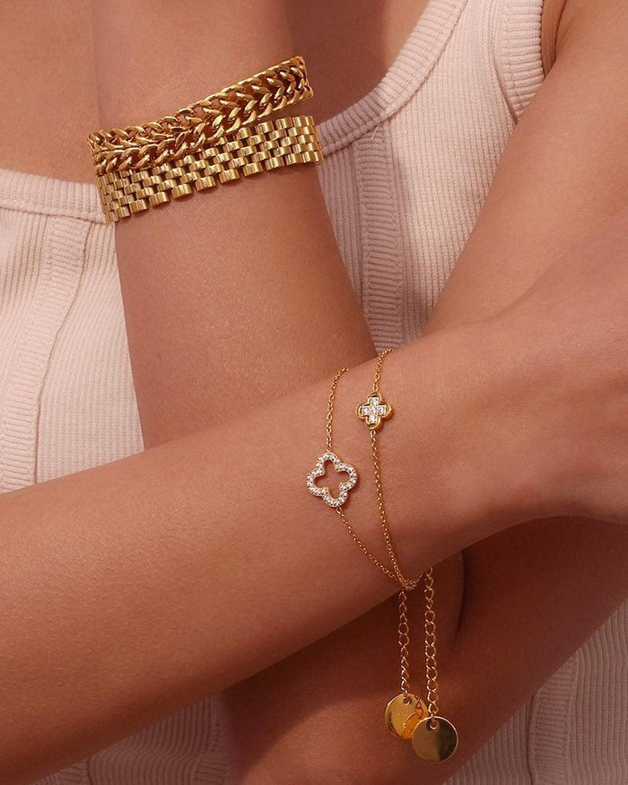 Hollow Clover Studded Bracelet