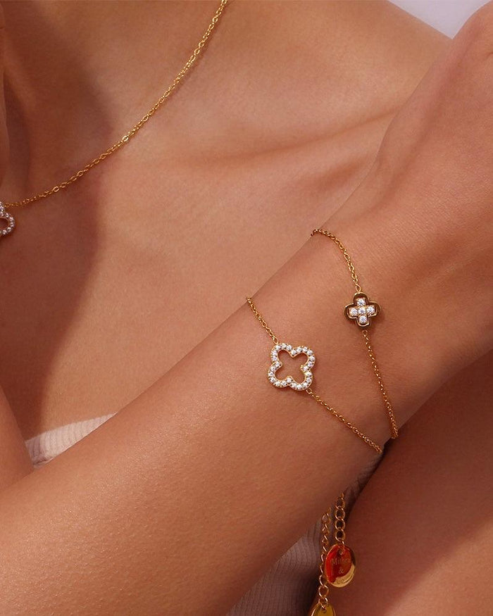 Hollow Clover Studded Bracelet